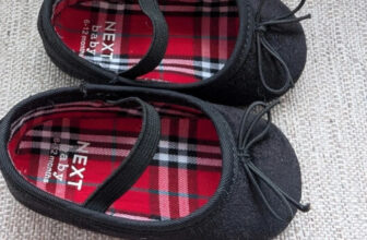 Next black red tartan pram shoes 6-12 months