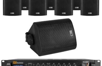 Power Dynamics 4 Zone Wall PA System with 8 Black Speakers & Bluetooth Amplifier