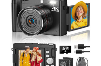 4K Digital Camera 64MP Autofocus, Video Recording, Webcam Call, 2 Batteries Free