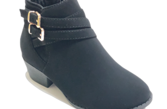 Girl’s Faux Suede Ankle Bootie and Crisscross Buckle Straps