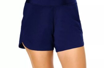 Lands’ End Women’s Deep Sea Navy Blue High Rise Swim Shorts Size L