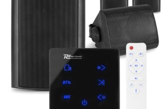 A100B Outdoor Garden Speaker System, Touch Screen, Bluetooth with 4x BGO40 Black