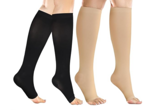 20-30 mmHg Medical Compression Socks for Women Men Knee High Open Toe Stockings