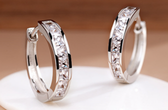 925 Sterling Silver Plated Square Cz Huggie Hoop Earrings 16mm Women Men PE28