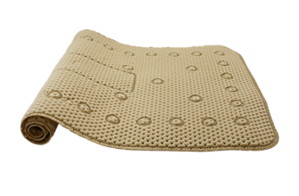 Beige Anti-Slip Waffle Bath Mat 27.5×16 Cushioned Tub Shower