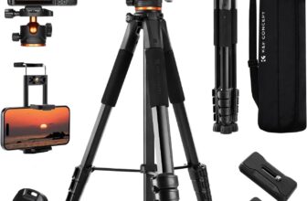 K&F CONCEPT 75″ Camera Phone Tripod Lightweight Travel with Remote S255A3+BH-36