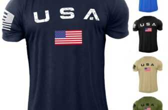 New Men’s USA Flag T Shirt American Patriotic 100% Cotton