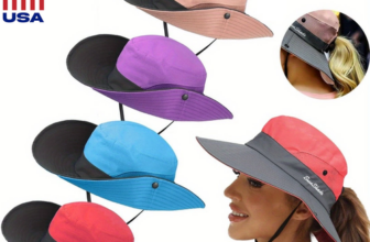 Women’s Summer Bucket Hat Sun UV Ponytail Wide Brim Boonie Protection Travel Cap