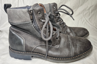 Sonoma Etthan Combat Ankle Boots Mens SZ 9 Gray Faux Leather Cap Toe Zip Lace Up