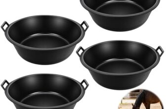 4PCS Rubber Feeder Pans Circular Rubber Industrial Pan Black Rubber Feed Pan