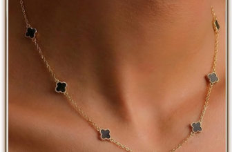 14K Gold Plated Tiny Clovers Necklace for Women, Very Small Dainty Gold Plated 4