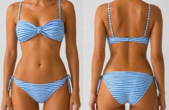 Womens Two Piece Swimsuit TOP ONLY Printed Bandau Top Bikini with knot detail