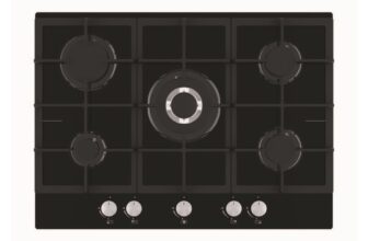 Cookology Essentials AEGOG70BK 70cm Gas on Glass Hob 5 Burner Wok Black