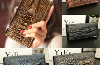 Women Leather Wallet Long Coin Purse Clutch Bag Crocodile Pattern Bifold Handbag