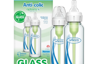 Anti-Colic Options+ Narrow Glass Baby Bottle with Level 1 Slow Flow Nipple, Bpa-