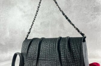 Leather Jewels 2-Way Shoulder Bag Exotic Black Leather Japan 073367