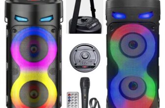 Portable Bluetooth Speaker Sub woofer Heavy Bass Sound Party System with Mic