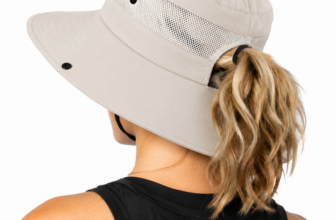 Womens Wide Brim Sun Hat Ponytail Hole UV Protection Fishing Beach Hiking Cap