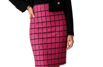 Vintage Evan-Picone Pink Plaid Pencil Skirt Sz 6 Preppy Career Pocket School Y2K