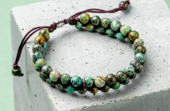 Handmade Braided African Turquoise Round Bead Healing Women Men Bracelet Gift