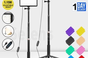 2PCS 8″ LED Video Lighting Kit Light Photography Studio Photo Lamp Live 1m Stand