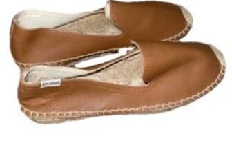 Soludos Womens Leather Round Toe Smoking Espadrille Slipper Tan Sz 75 G1N