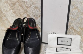 Rare GUCCI Women’s Flats Black Strap Sandals Logo Leather