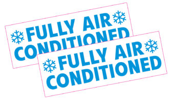 2 x Fully Air Conditioned Printed Vinyl Label Taxi Cab Minibus Shop Summer