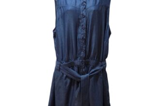 Refinity Dark Denim Playsuit Emery Sleeveless Belted Romper Elastic Waist Size L