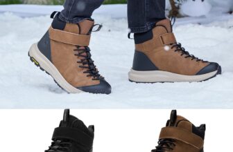 FitVille Winter Boots Mens Extra Wide Fur Lined Snow Boots Non-Slip Hook & Loop