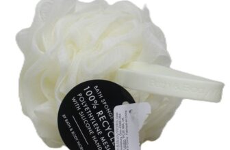 Bath & Body Works White Shower Mesh Sponge Loofah Pouf Silicone Strap New