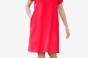 Woman Within Plus Size Perfect Short-Sleeve V-Neck Tee Dress