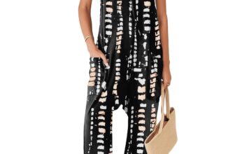 Ekouaer Women’s Jumpsuit Sleeveless Casual Summer Overalls Jumpers Black S
