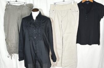 Bundle  Maternity Clothes sz Medium – 2 Tops, Cropped Pants, Beige Cord Pants
