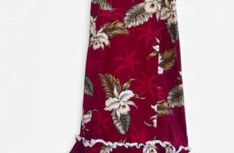 KY’S Hawaii Floral Mu’umu’u Fishtail Dress  Size XS/S  burgundy Red