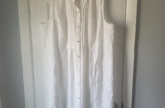 J Jill Love Linen Dress Large White 100% Linen Embroidered Button Front
