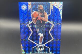 2021-22 Panini Mosaic (# /99) JAMES HARDEN TRUE BLUE MOSAIC #27 Philly 76ers