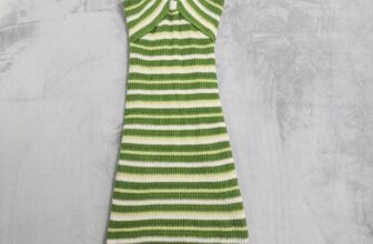 Sincerely Jules Dress Womens M Green White Striped Halter Cutout Knit Bodycon