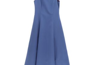Michaelangelo Fit & Flare Maxi Dress Womens 6 Blue Pleated Back Zip Wide Strap