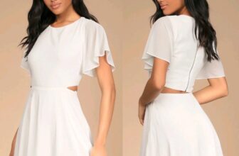 Lulus Blissful Love White Ivory Cutout Mini Skater Chiffon Dress Size Large