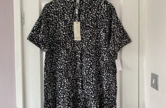 New w/tags Liquorish Size 12 Black and White Animal Print Mini Shirt Dress
