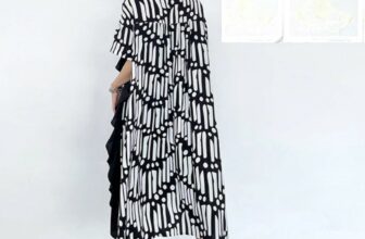 Black White Dress Edgy Design Urban  Print Street Floaty  Pockets Shirt Dress 14