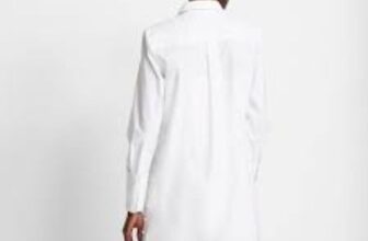 Club Monaco Shirt Dress White Crisp Side Buttons Size 12 Classic Coastal Preppy