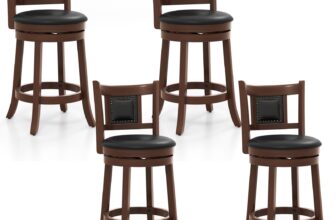 25.5″ Swivel Bar Stool Set of 4 Counter Height Bar Stools Armless Chairs for Pub