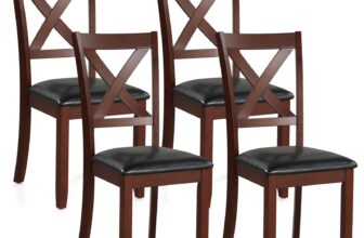 Wooden Dining Chairs Set of 4 Kitchen Side Chair w/ Padded Seat Rubber Wood Legs