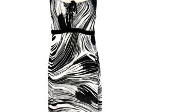Harve Benard Abstract Babydoll Sleeveless Dress Women’s 8 Black White Stylish