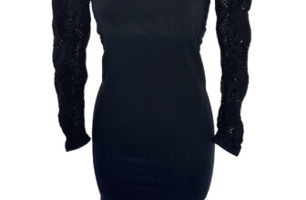 Intimately Free People Bodycon Shirt Dress Crochet Knit Black Midi Size XS/S