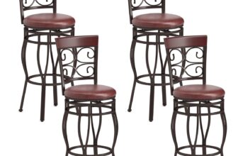 4 Pieces Vintage Bar Stools Swivel Padded Seat Bistro Dining Kitchen Pub Chair