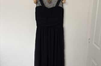 BNWT LITTLE MISTRESS Black Beaded Gemstone Prom Evening Formal Maxi Dress, 26