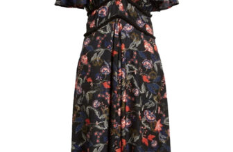 Chelsea28 Floral Midi Dress Size Small Women’s Black Bohemian Flutter Sleeves